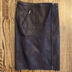 Jcrew collection black leather pencil skirt